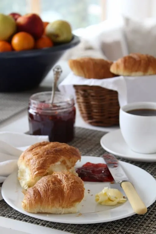 Fresh croissants laid out for breakfast